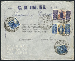 Airmail Cover Sent From Padova To Argentina On 26/MAR/1948, Franked With 345L. Including The SANTA CATERINA Airmail... - Non Classificati