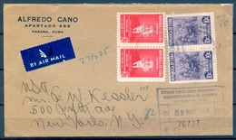CUBA 1949 , CERTIFICADO LA HABANA - NUEVA YORK , YV. 325 X 2 , 302 X 2 , LLEGADA - Briefe U. Dokumente