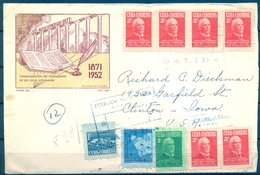 CUBA 1952 , ESTACION AGRICULTURA ( LA HABANA ) , SOBRE CIRCULADO A CLINTON ( IOWA ) , LLEGADA - Brieven En Documenten