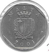 *malta 50 Cents 2001  Km 98 Xf+ - Malta