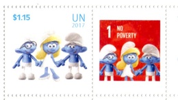 ONU New-York 2017 - Détaché De Feuille De Timbres Perso - Inter.day Of Happiness Smurfs ** - Unused Stamps