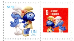 ONU New-York 2017 - Détaché De Feuille De Timbres Perso - Inter.day Of Happiness Smurfs ** - Unused Stamps