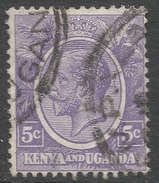 Kenya & Uganda. 1922-27 KGV. 5c Violet Used. SG77 - Kenya & Uganda