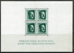 Third Reich Miniature Sheet Mint No Gum - Blocks & Kleinbögen