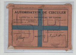 Autorisation De Circuler   Grenoble Dolomieu 1940 Jullien - Autres & Non Classés