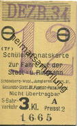 Deutschland - Berlin - Schülermonatskarte 1934 Zur Fahrt Auf Der Stadt Und Ringbahn - S-Bahnverkehr - Fahrkarte 3.Klasse - Europe