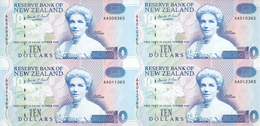 New Zealand, Uncut Block Of 4 X 10 $ Banknotes, Pick 178b, With Folder, 1993 ! - Nuova Zelanda