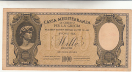 Buono Per 1000 Dracme Cassa Mediterranea Di Credito Per La Grecia - Italian Occupation (Aegean)