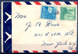 1947 , CUBA , SOBRE CIRCULADO ENTRE MAYAJIGUA Y NUEVA YORK , CORREO AÉREO , YV. 257 , 259 , TABACO CUBANO - Lettres & Documents