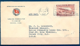 1937 , CUBA , LA HABANA - JERSEY , SOBRE DE LA DOLLAR STEAMSHIP LINES , YV. AER. 23 - Lettres & Documents