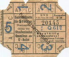 Deutschland - Berlin - BVG - Sammelkarte Für 5 Fahrten 1948 - Gültig Auf Strassenbahn Omnibus Oder U-Bahn - Europa