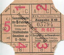 Deutschland - Berlin - BVG - Sammelkarte Für 5 Fahrten 1949 - Gültig Auf Strassenbahn Omnibus Oder U-Bahn - Europa