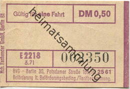 Deutschland - Berlin - BVG - Fahrschein 1971 DM 0,50 - Europa