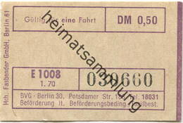 Deutschland - Berlin - BVG - Fahrschein 1970 DM 0,50 - Europe