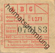 Deutschland - Berlin - BVG Fahrschein 1965 - Europe