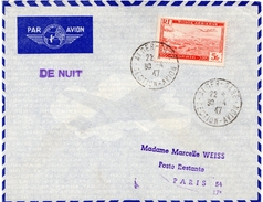 1947-Algérie -Lettre D'Alger Pour Paris -Obl Départ"ALGER-GARE -SECTION-AVIATION" "DE NUIT"-Obl. Arrivée "PARIS AVIATION - Airmail