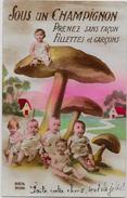 CPA Champignon Mushroom écrite Enfant Bébés Multiples - Hongos