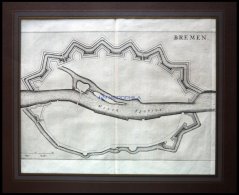 BREMEN. Grundrißplan Der Stadtmauern Mit Der Weser,Kupferstich Um 1700 - Lithographies