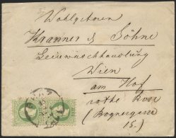 STERREICH 36II BRIEF, 1878, 3 Kr. Grün, Feiner Druck, 2x Auf Brief Von Graz Nach Wien, Obere Marke Zahnfehler Sonst - Gebraucht