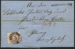 STERREICH 32/3 BRIEF, 1865, 5 Kr. Rosa Und Rückseitiges Reco-Porto 10 Kr. Blau Auf Brief Mit K2 BRANDEIG, L1 RECOMM - Gebraucht