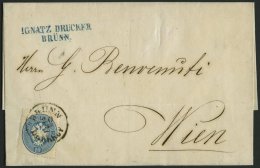 STERREICH 27 BRIEF, 1864, 10 Kr. Blau Auf Brief Mit K1 BRÜNN BAHNHOF Nach Wien, Pracht - Gebraucht