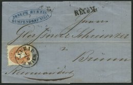 STERREICH 21 BRIEF, 1862, 10 Kr. Braun, Vorder- Und Rückseitig Auf Brief Aus NEUBAU IN WIEN Und L1 RECOM:, Pracht - Sonstige & Ohne Zuordnung