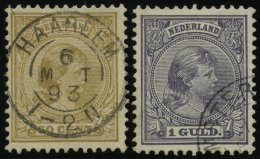 NIEDERLANDE 43a,44 O, 1891, 50 C. Olivbraun Und 1 G. Blauviolett, 2 Prachtwerte, Mi. 105.- - Other & Unclassified