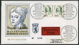 BERLIN 849 Paar BRIEF, 1989, 300 Pf. Hensel Im Waagerechten Paar Auf FDC Mit Eilzustellung Nach Groß-Gerau, Pracht - Used Stamps