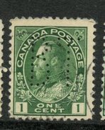 Canada 1911 1 Cent King George V Admiral Issue #104xx  Bell Telephone Perfin - Perforés