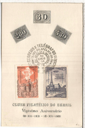 BRASIL HOJITA 1951 EXPOSICION FILATELICA SELLOS SEMANA AEREA CON SOBRECARGA MAT AGENZIA MINOSTERIO EDUCAÇAO - Covers & Documents