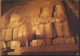 °°° 4160 - EGYPT - ABU SIMBEL TEMPLE ILLUMINATED BY NIGHT - 1985 With Stamps °°° - Pyramides