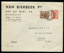 Belgique - Enveloppe Commerciale De Bruxelles Pour Orléans En 1936 -  Ref A87 - Briefe U. Dokumente