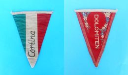 WINTER OLYMPIC GAMES CORTINA 1956. Dolomiten Italy - Vintage Olympics Pennant Flag Fanion Jeux Olympiques Olympia Italia - Apparel, Souvenirs & Other