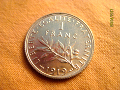 France 1 Franc 1919 (silver) - 1 Franc