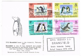 RB 1151 -  1979 British Antarctic Territory - Penguins - Halley Bay - Ship RRS Bransfield - Covers & Documents