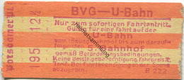 Deutschland - Berlin - BVG - U-Bahn - Fahrschein - Gültig Für Eine Fahrt Auf Der U-Bahn Bis Zum Darauffolgenden 5. Bahnh - Europe