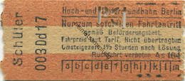 Deutschland - Berlin - Hoch- Und Untergrundbahn Berlin - Schüler-Fahrkarte - Europa