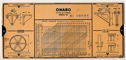 Ancienne Abaque De Calcul OMARO - Chaises En Bout, Consoles, Poulies Organes De Transmission - Copyright 1936 - Andere & Zonder Classificatie