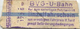 Deutschland - Berlin - BVG - U-Bahn - Einzelfahrschein Ermäßigter Fahrpreis - Friedrichstrasse - Europe