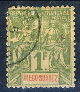 Diego Suarez 1893 N. 50 Fr. 1 Verde Oliva Usato Cat. € 28 - Oblitérés
