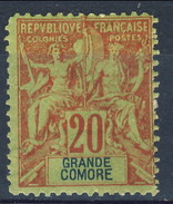 Grand Comore 1897 N. 7 C. 20 Rosso Mattone MH Cat. € 14,50 - Altri & Non Classificati