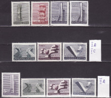 YUGOSLAVIA 1974. Definitive, MNH (**), Mi 1540/45 I A, I C; Mi 1542/45 II A - Neufs