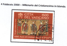 VATICANO / VATIKAN  2000 CRISTIANESIMO IN ISLANDA  Usato / Used - Used Stamps