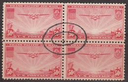 USA 1937 Air Mail, Cancelled, Block, Sc# C22 - 1a. 1918-1940 Afgestempeld