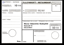 Finlande - Document Pour Un Versement - Inbetalningskort - Storia Postale