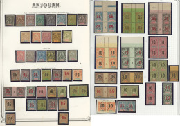 ANJOUAN. Collection. 1892-1912 (Poste, Mill.), Complète + Nombreux Doubles Obl. - TB - Altri & Non Classificati