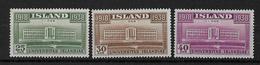 ISLANDE - 1938 - YVERT N° 168/170 * - COTE = 27 EURO - Nuovi