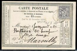 CORSE - N° 66 / CPP OBL. " BASTIA / BAT. A VAP. LE 25/8/1876 - B - Schiffspost