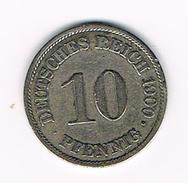 )  DEUTSCHES REICH  10 PFENNIG 1900 A - 10 Pfennig