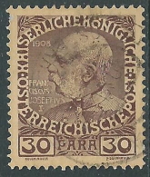 1908-14 AUSTRIA LEVANTE USATO EFFIGIE 30 PA - M57-9 - Levant Autrichien